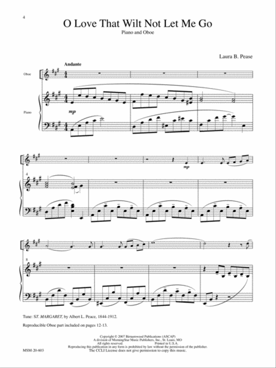 O Love That Wilt Not Let Me Go: Two Hymns for Oboe or C Instrument and Piano Piano Accompaniment scores gallery preview page 3