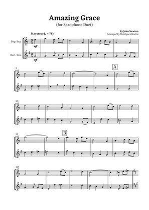 Amazing Grace (Saxophone Duet) - Beginner Level
