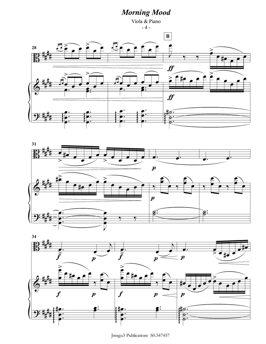 Grieg: Morning Mood from Peer Gynt Suite for Viola & Piano Viola scores gallery preview page 5