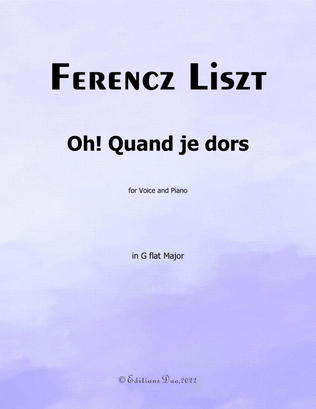 Book cover for Oh! Quand je dors, by Liszt, in G flat Major