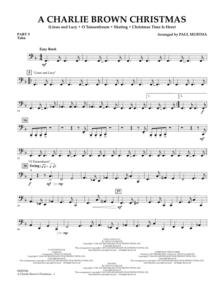 A Charlie Brown Christmas - Pt.5 - Tuba Concert Band scores gallery preview page 1