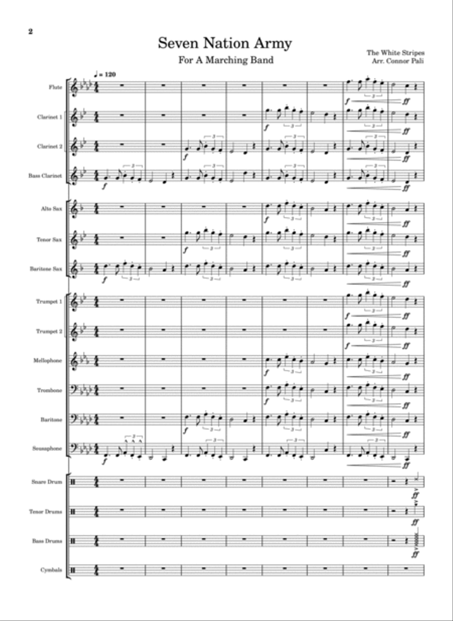 Seven Nation Army - Score Only Marching Band scores gallery preview page 2
