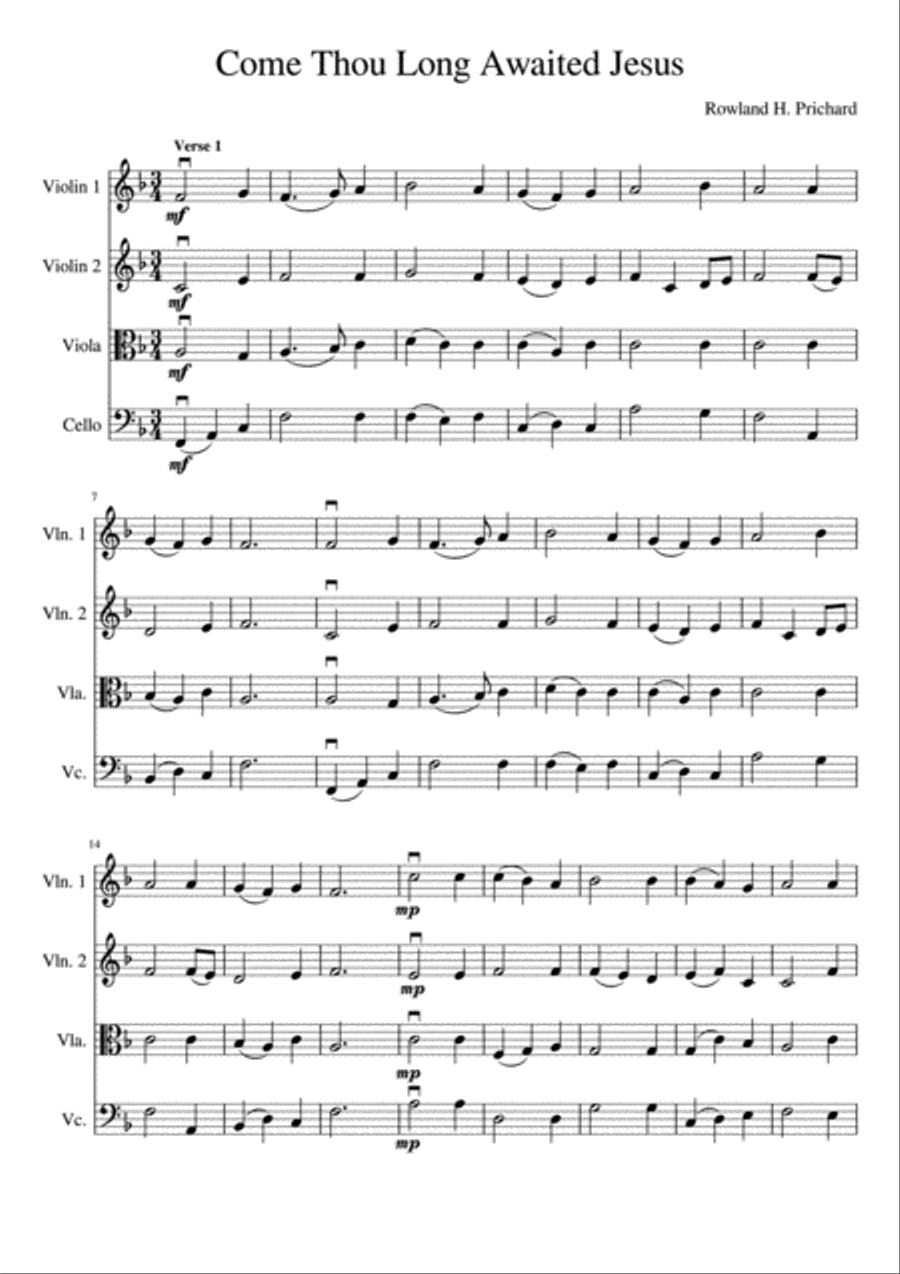 Come Thou Long Expected Jesus String Quartet scores gallery preview page 2