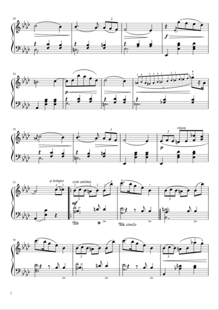 Chopin Waltz Opus 69 No. 1 in A♭ Major Valse De L’adieu With Finger Piano Solo scores gallery preview page 2