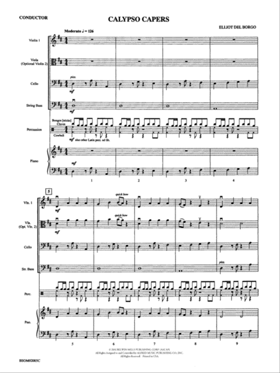 Calypso Capers (for Strings and Percussion) String Orchestra scores gallery preview page 3