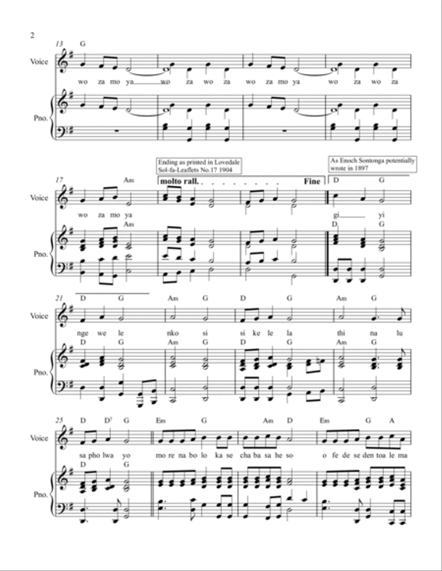 Nkosi Sikelel' iAfrika - Enoch Sontonga (1873-1905) (Piano Reduction) Voice scores gallery preview page 2