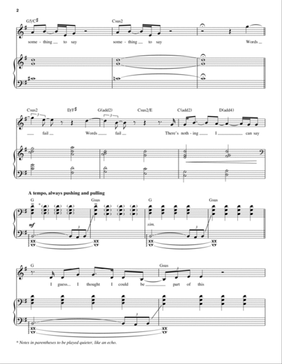 Words Fail (from Dear Evan Hansen) Voice scores gallery preview page 2