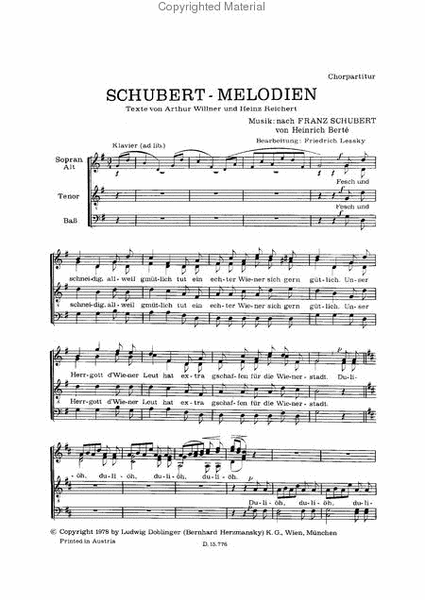 Schubert-Melodien (Schubert - Berte: Dreimaderlhaus)