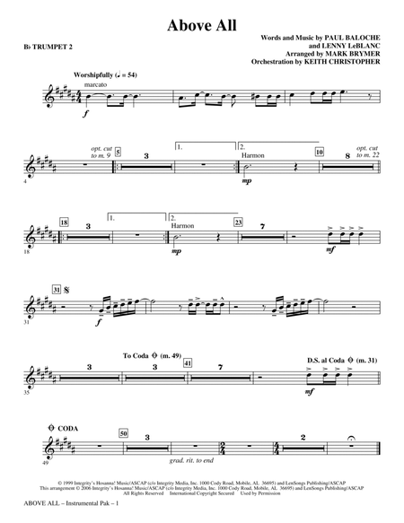 Above All (arr. Mark Brymer) - Bb Trumpet 2