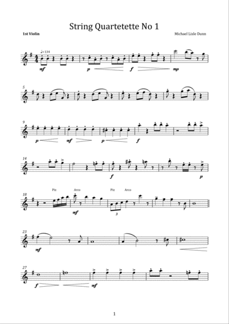 String Quartetette No 1 String Quartet scores gallery preview page 1