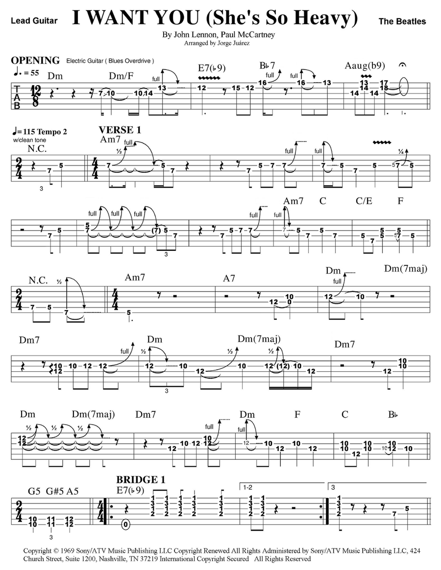 I Want You (she's So Heavy) Guitar Tablature scores gallery preview page 1