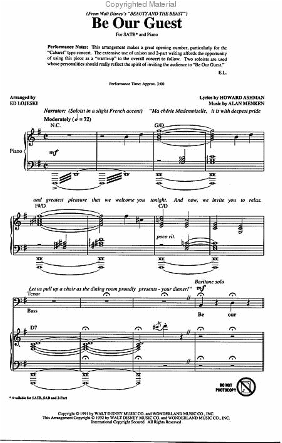 Be Our Guest 4-Part scores gallery preview page 2