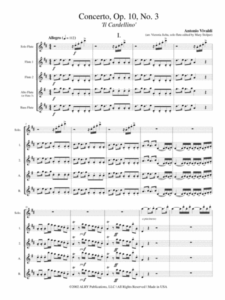 Il Cardellino (Concerto Op. 10, No. 3) for Flute Choir