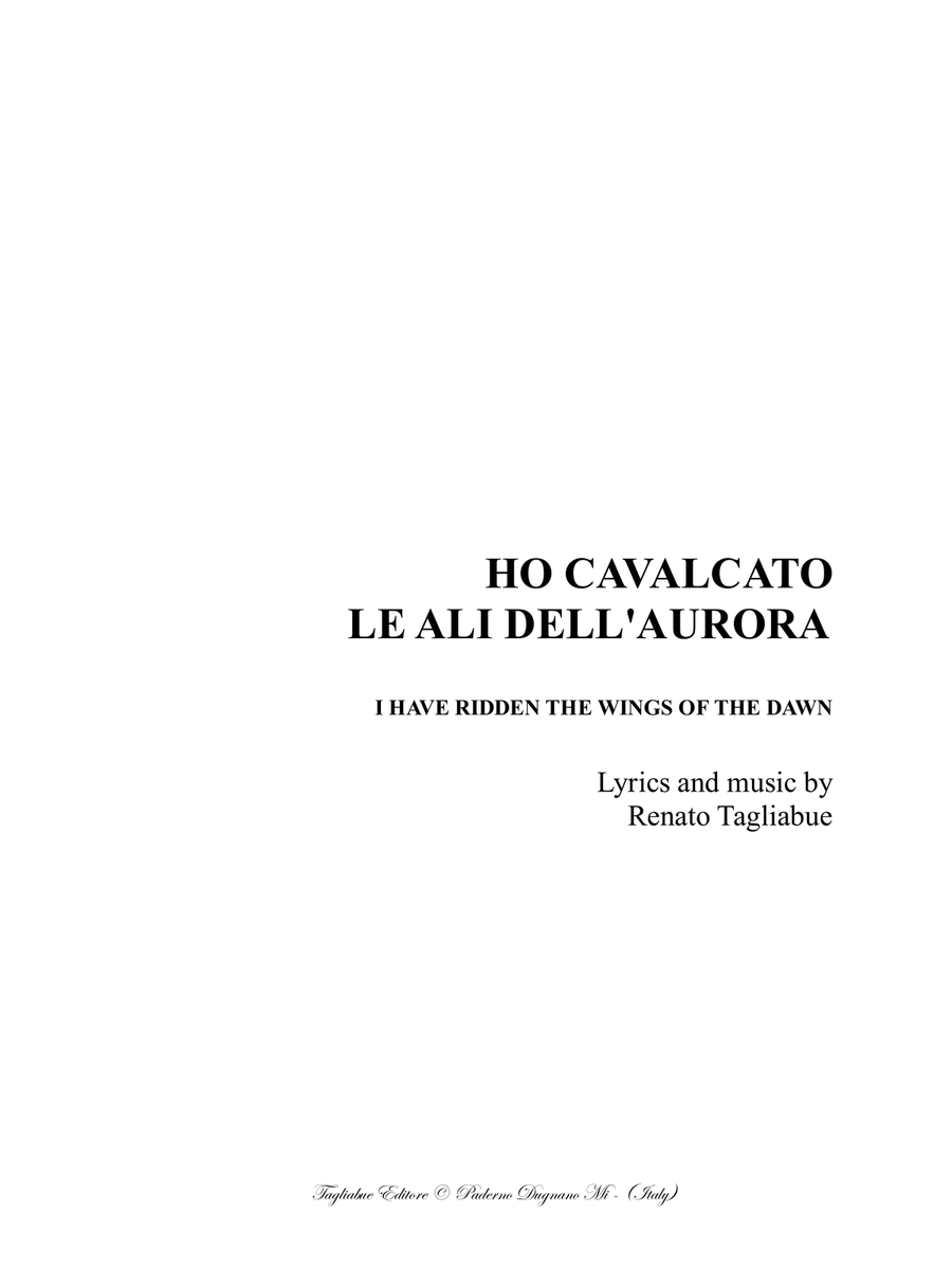 HO CAVALCATO LE ALI DELL'AURORA - For SATB Choir and Organ