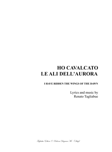 HO CAVALCATO LE ALI DELL'AURORA - For SATB Choir and Organ image number null