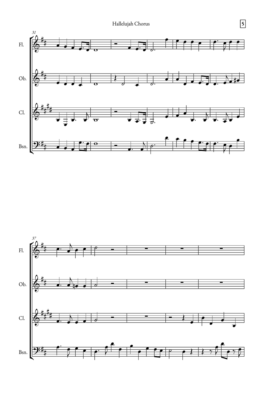 Hallelujah Chorus Woodwind Quartet scores gallery preview page 5