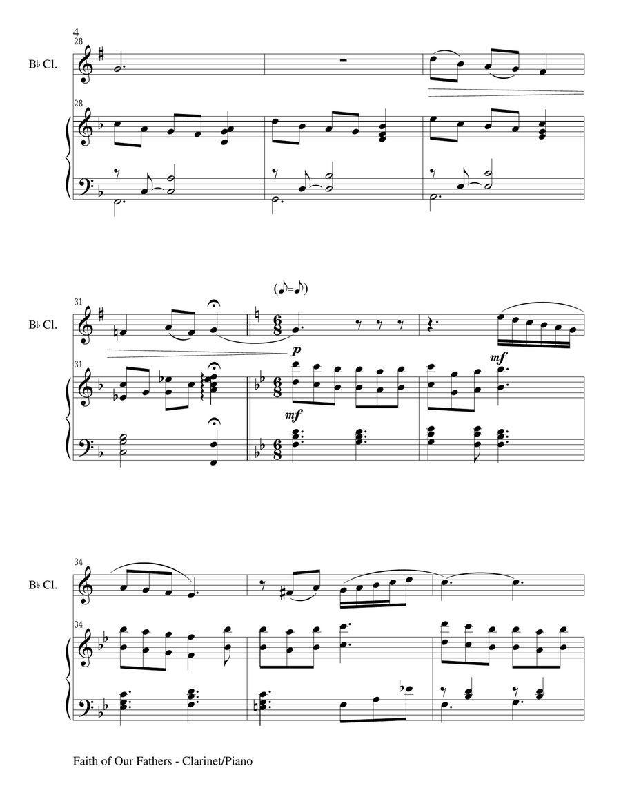 FAITH OF OUR FATHERS (Duet – Bb Clarinet and Piano/Score and Parts) Woodwind Duet scores gallery preview page 4