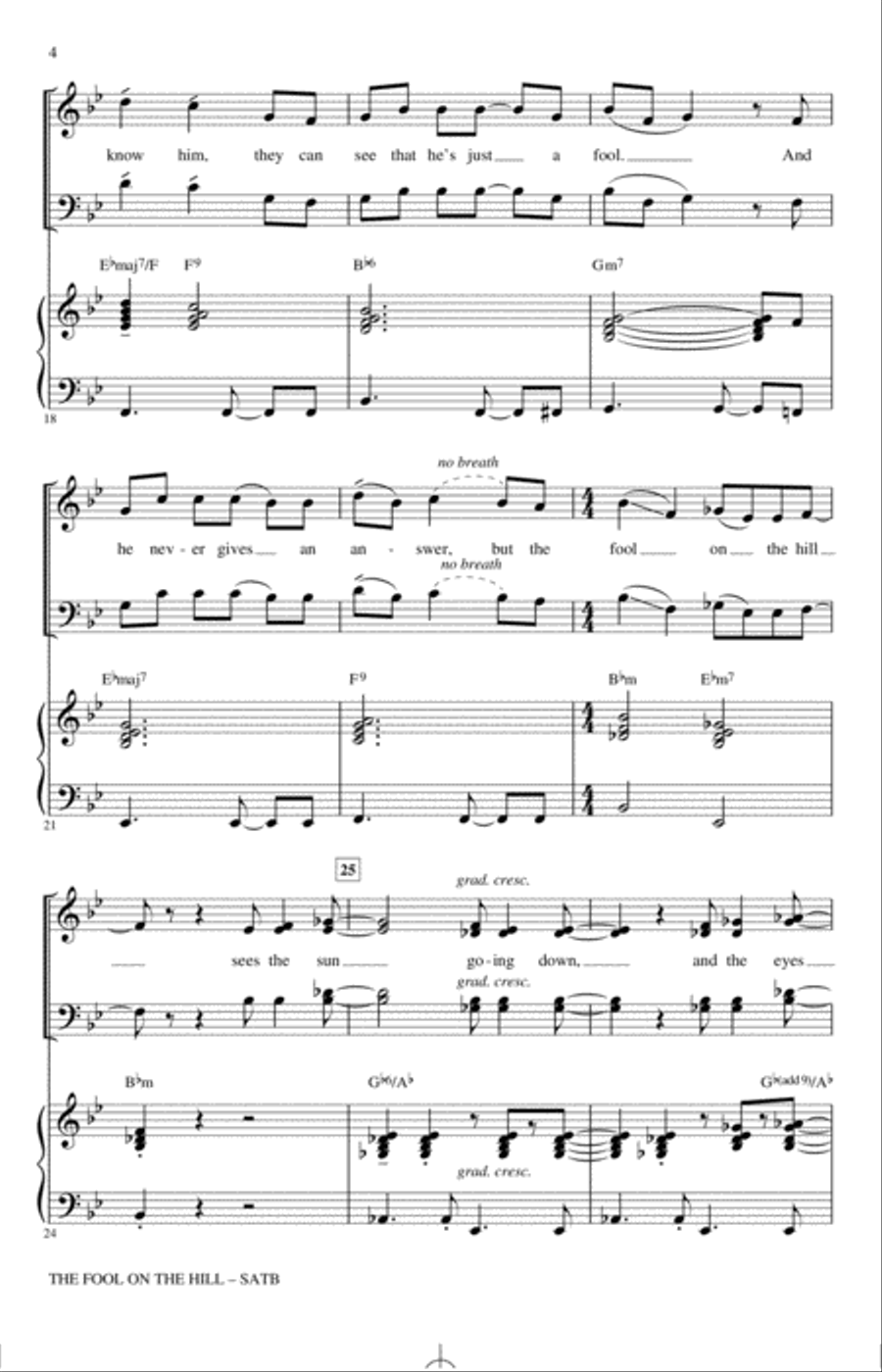 The Fool On The Hill (arr. Kirby Shaw) 4-Part scores gallery preview page 3