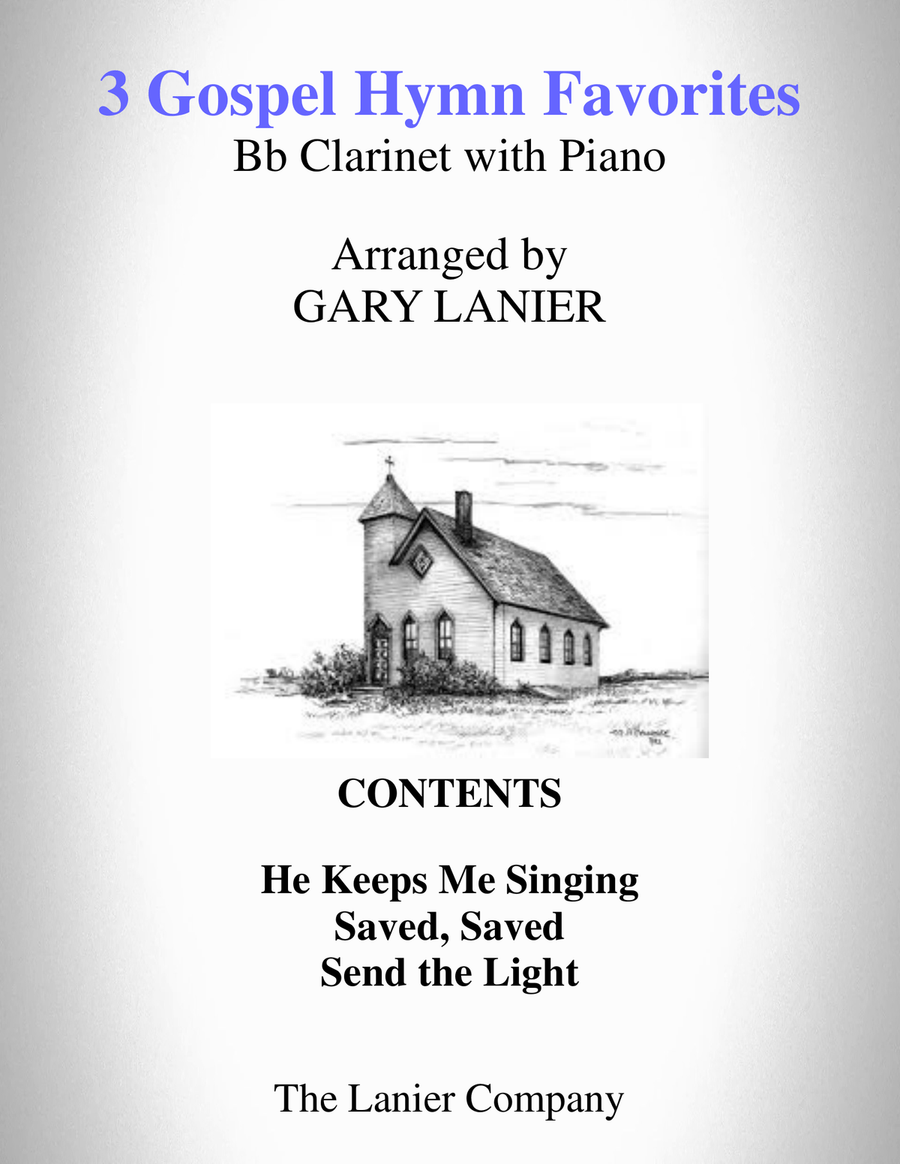 3 GOSPEL HYMN FAVORITES (For Bb Clarinet & Piano with Score/Parts) B-Flat Clarinet scores gallery preview page 1