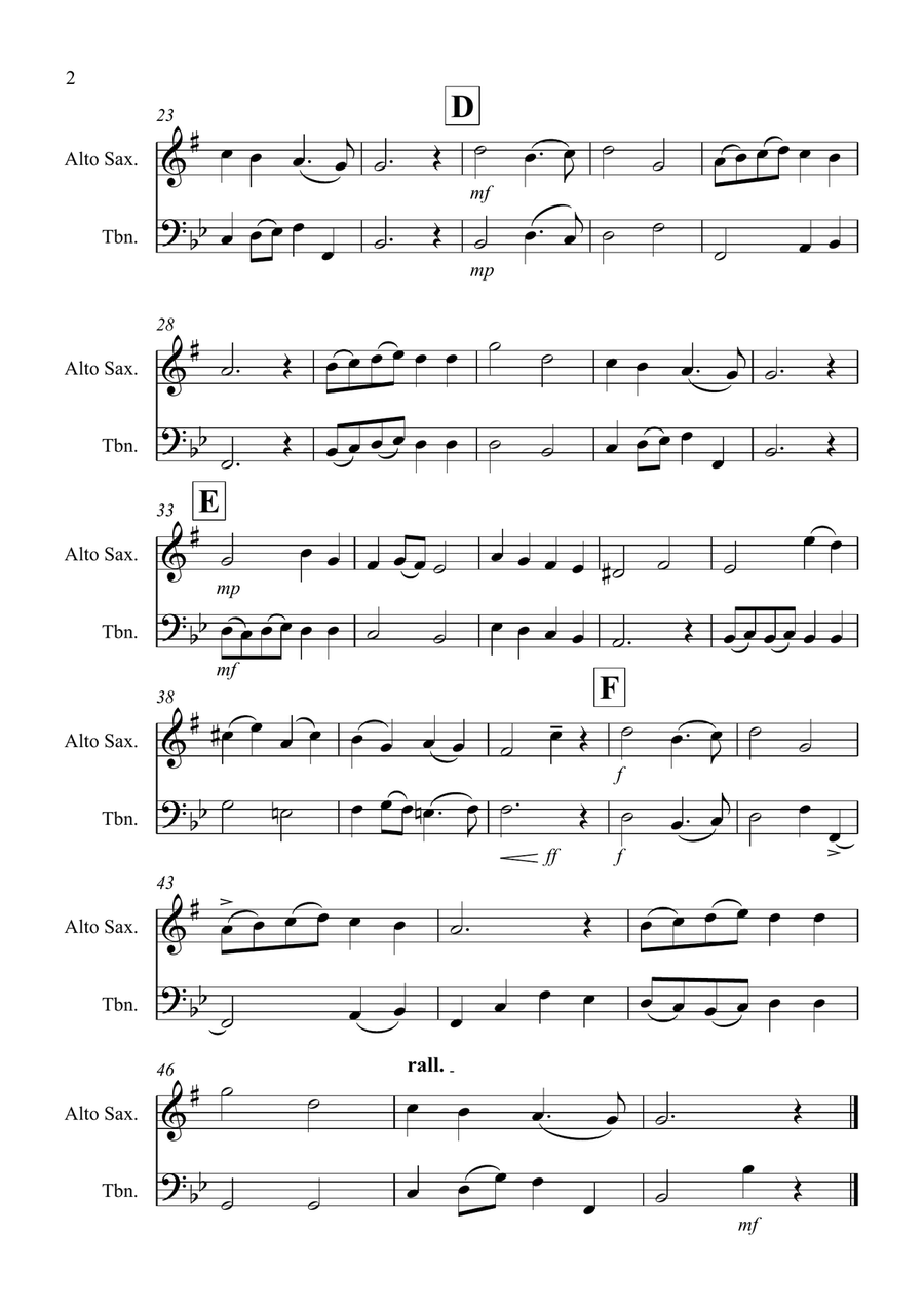 Thine Be The Glory for Alto Saxophone and Trombone Duet Trombone Duet scores gallery preview page 2