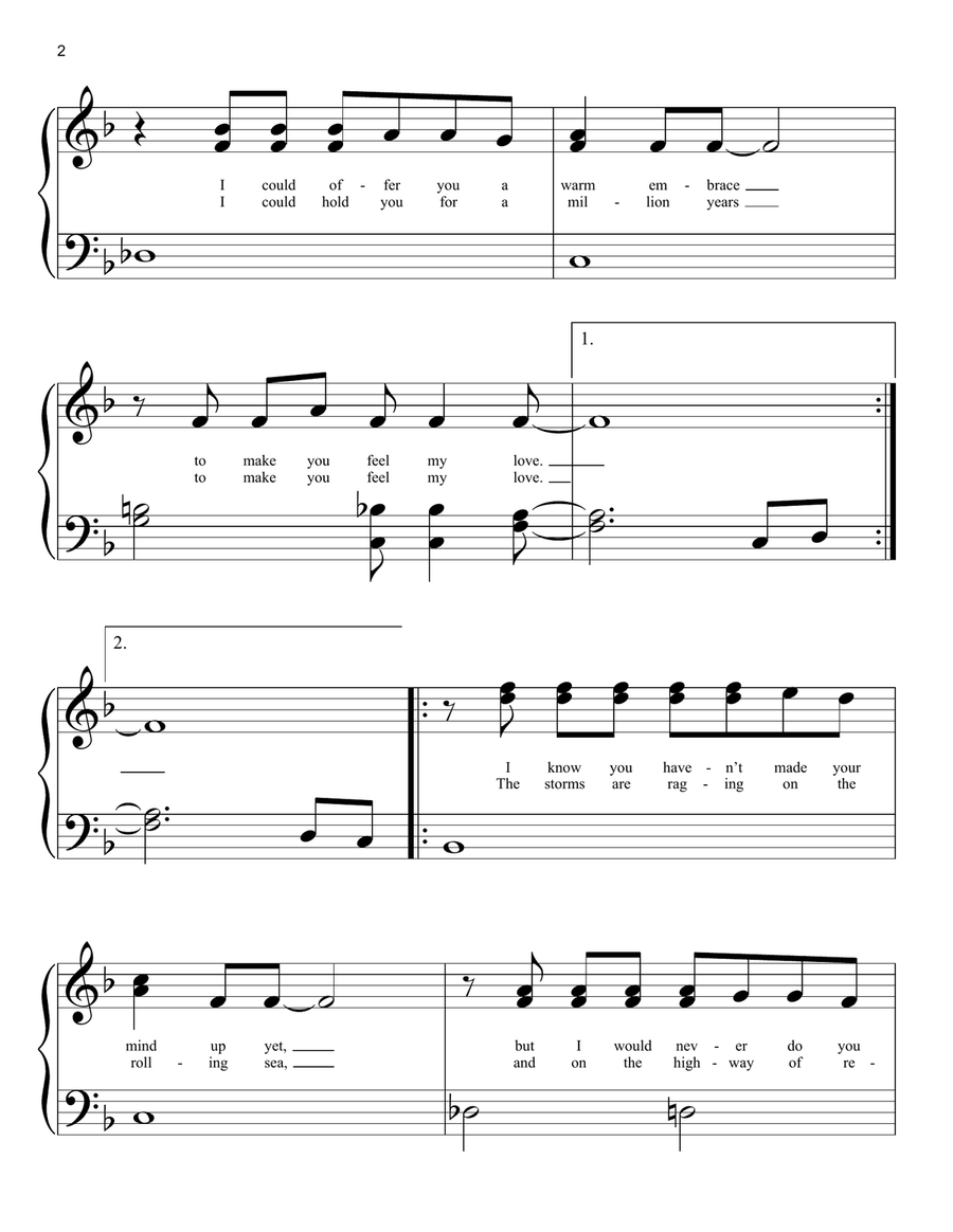 Make You Feel My Love Easy Piano scores gallery preview page 2