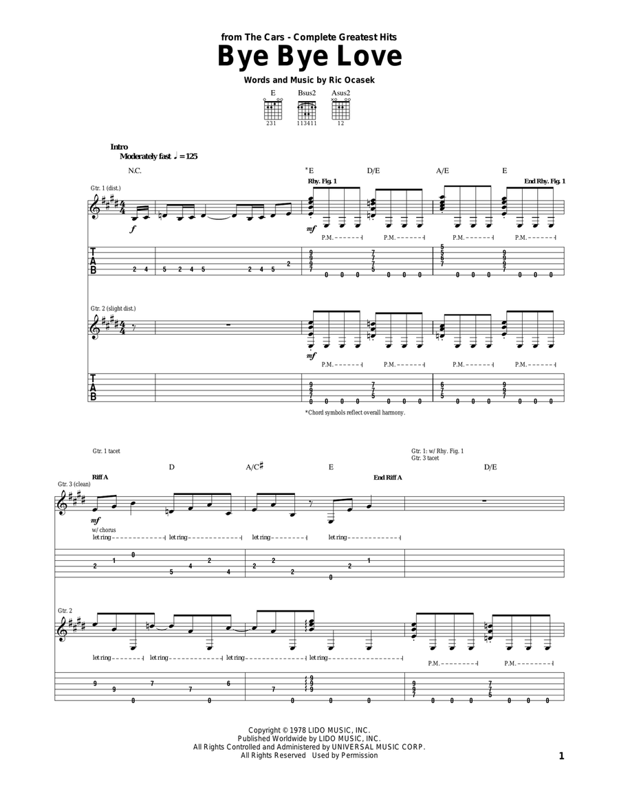 Bye Bye Love Bye Bye Love Acoustic Guitar scores gallery preview page 1