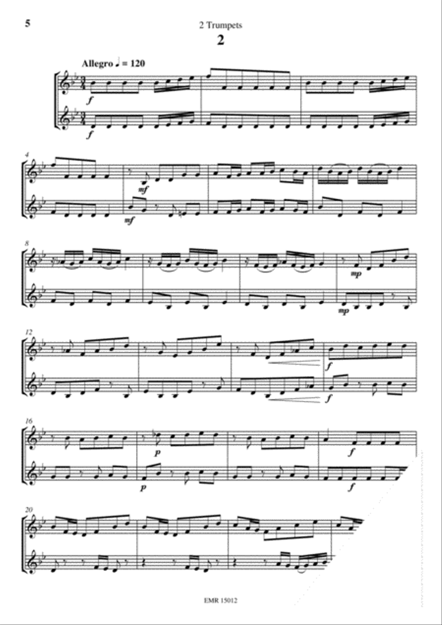 12 Duets in Style of Vivaldi Trumpet Duet scores gallery preview page 4