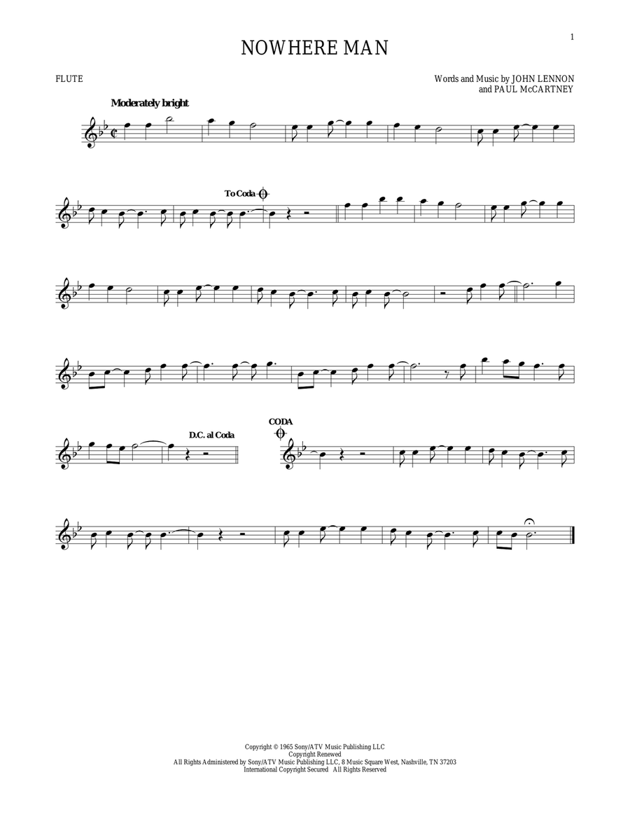 Nowhere Man Nowhere Man Flute Solo scores gallery preview page 1
