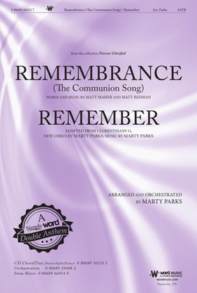 Book cover for Remembrance (The Communion Song) and Remember - CD ChoralTrax