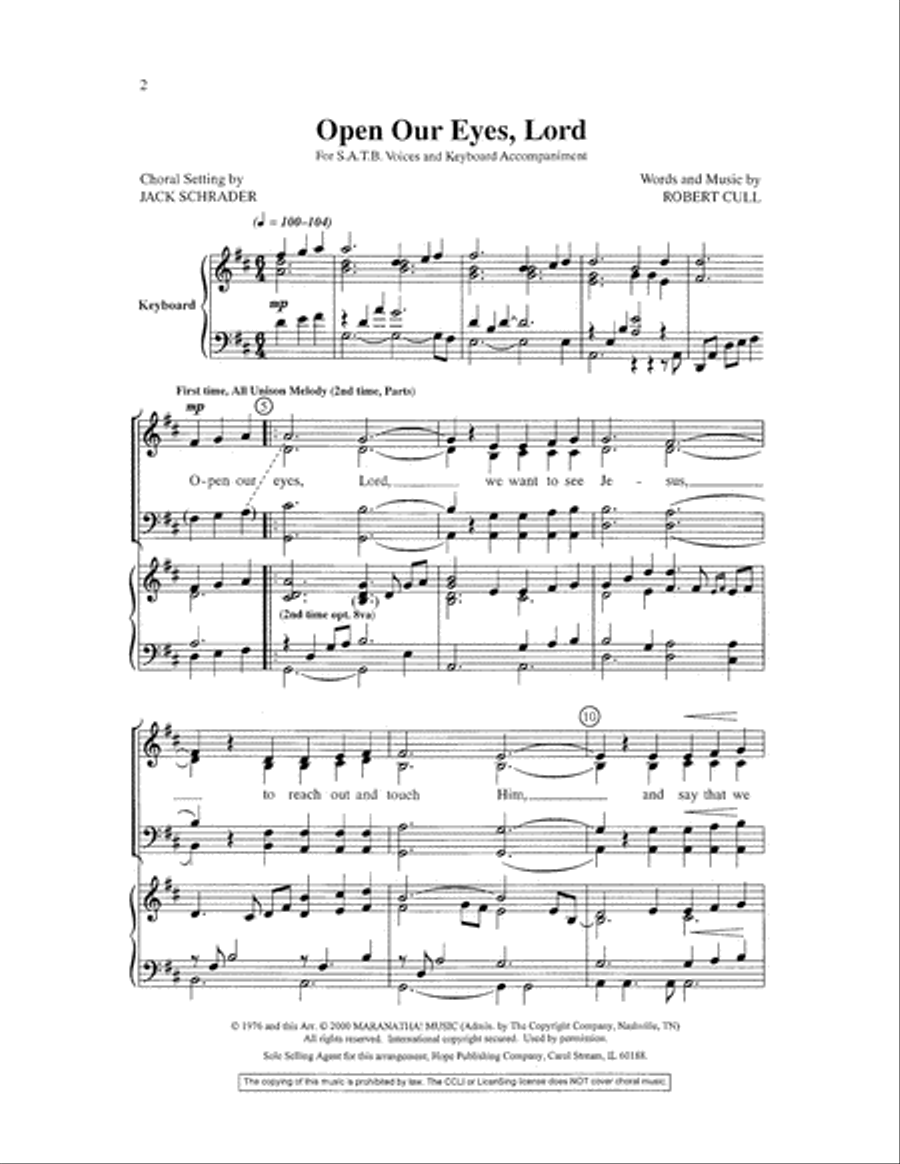 Open Our Eyes, Lord / Benediction Choir scores gallery preview page 2