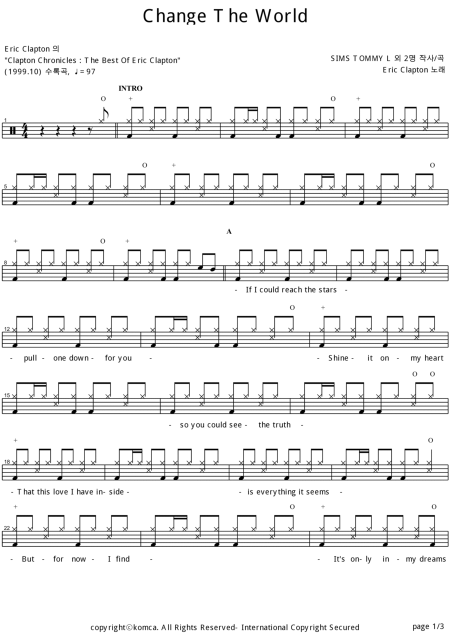Change The World Drum Set scores gallery preview page 1