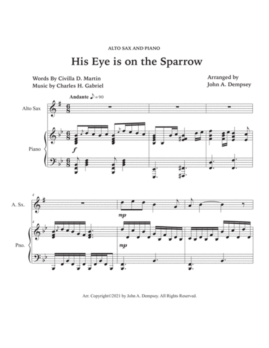 His Eye is on the Sparrow (Alto Sax and Piano) image number null