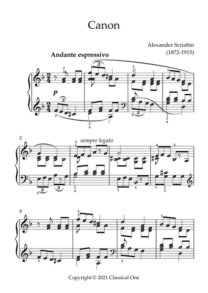 Scriabin - Canon(With Note name)