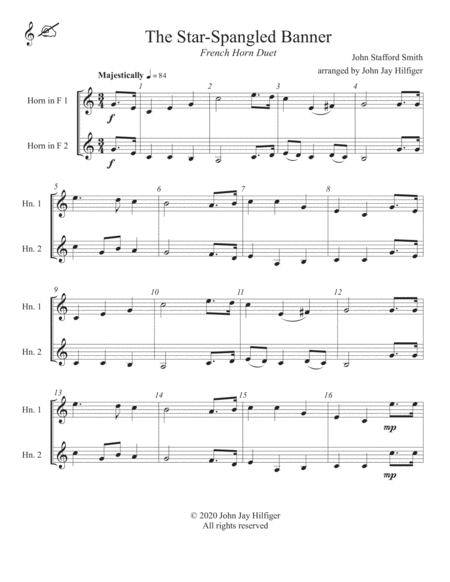 The Star-Spangled Banner for French Horn Duet image number null