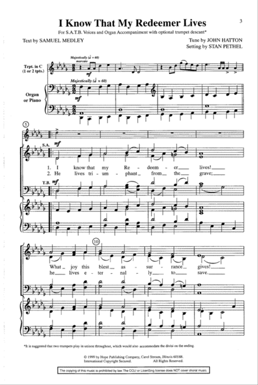 I Know that My Redeemer Lives 4-Part scores gallery preview page 2