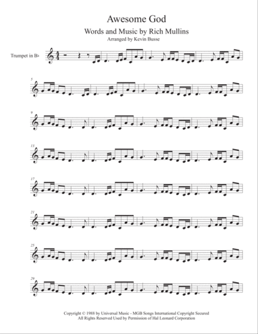 Awesome God Awesome God Trumpet Solo scores gallery preview page 1