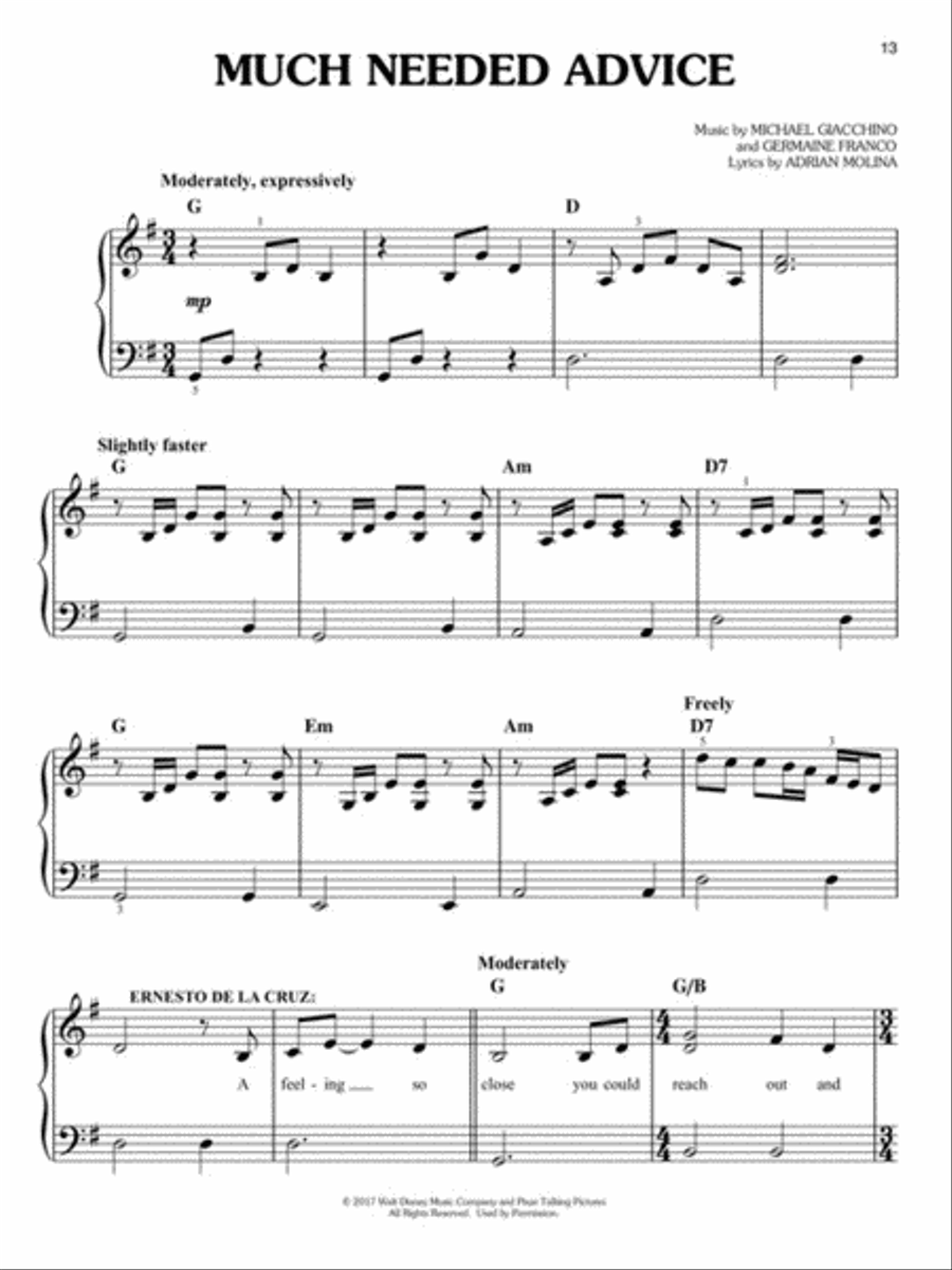 Disney/Pixar's Coco Piano, Vocal, Guitar scores gallery preview page 5