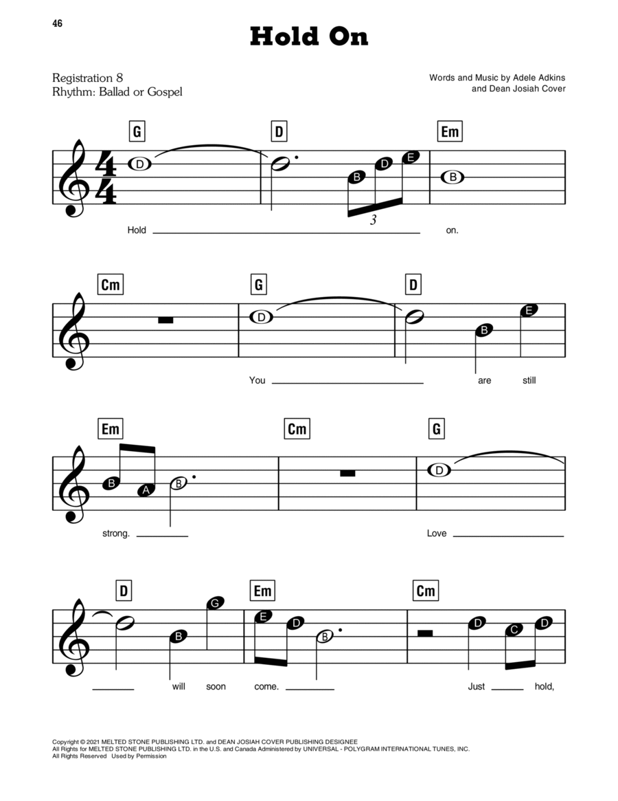 Hold On Easy Piano scores gallery preview page 1