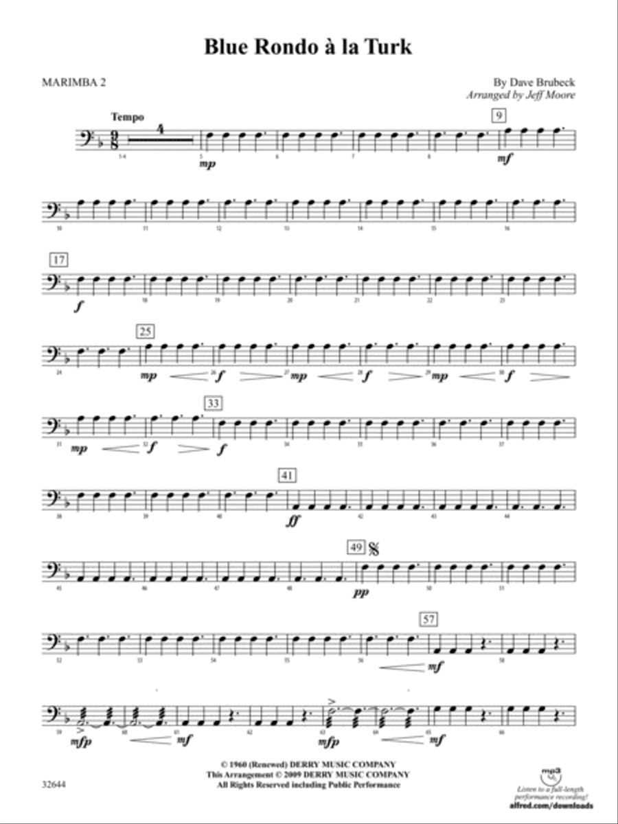 Blue Rondo à la Turk: 2nd Percussion Percussion Ensemble scores gallery preview page 1