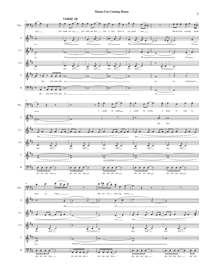 Mama, I'm Coming Home 4-Part scores gallery preview page 3