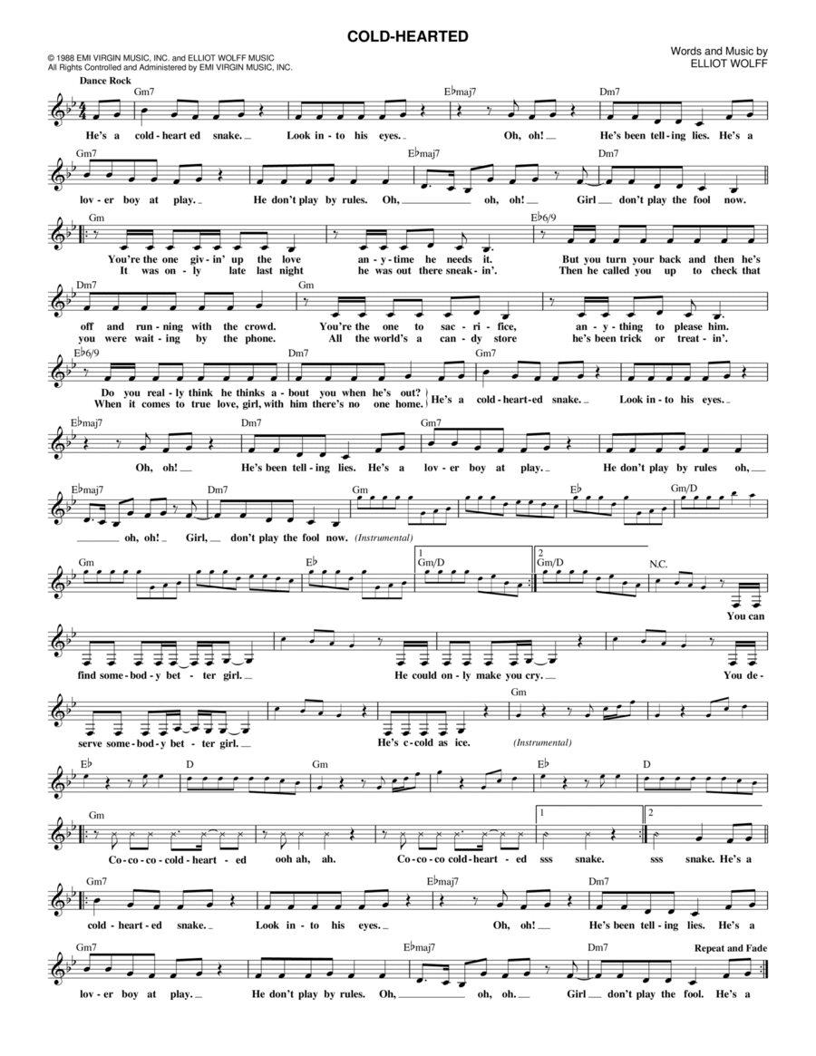 Cold-Hearted Piano scores gallery preview page 1