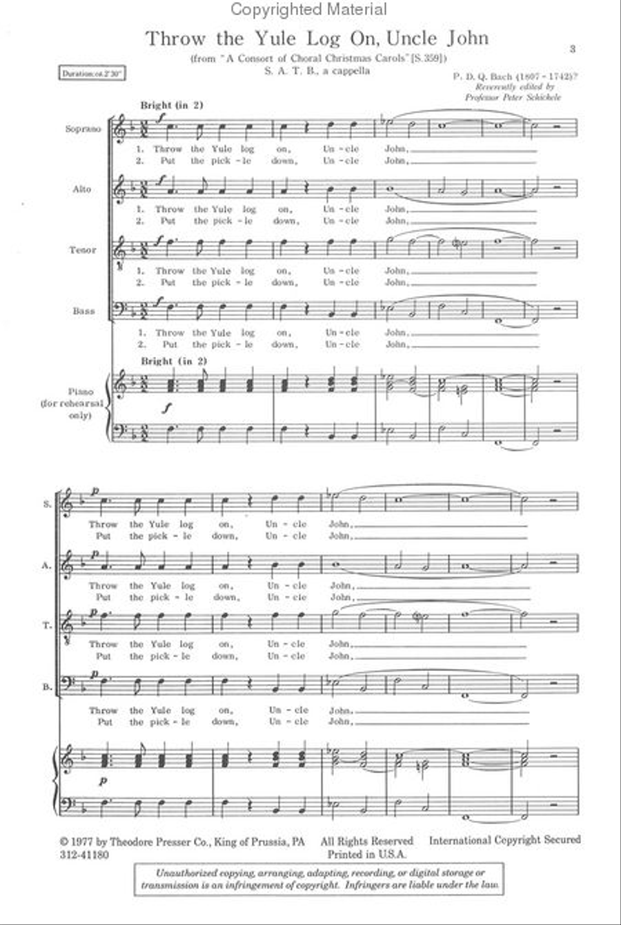 Throw the Yule Log On, Uncle John 4-Part scores gallery preview page 2