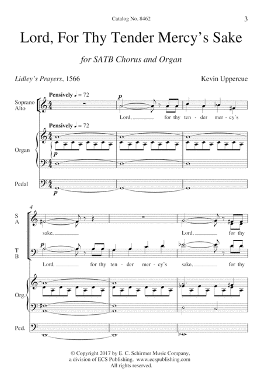 Lord, For Thy Tender Mercy's Sake 4-Part scores gallery preview page 3