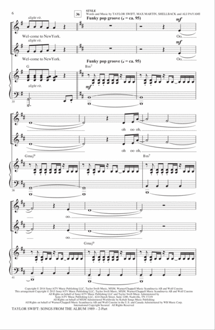 Taylor Swift: Songs from the Album 1989 (Medley) (arr. Mark Brymer)