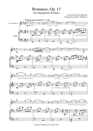 Romance Op. 17 arranged for Alto Saxophone and Piano