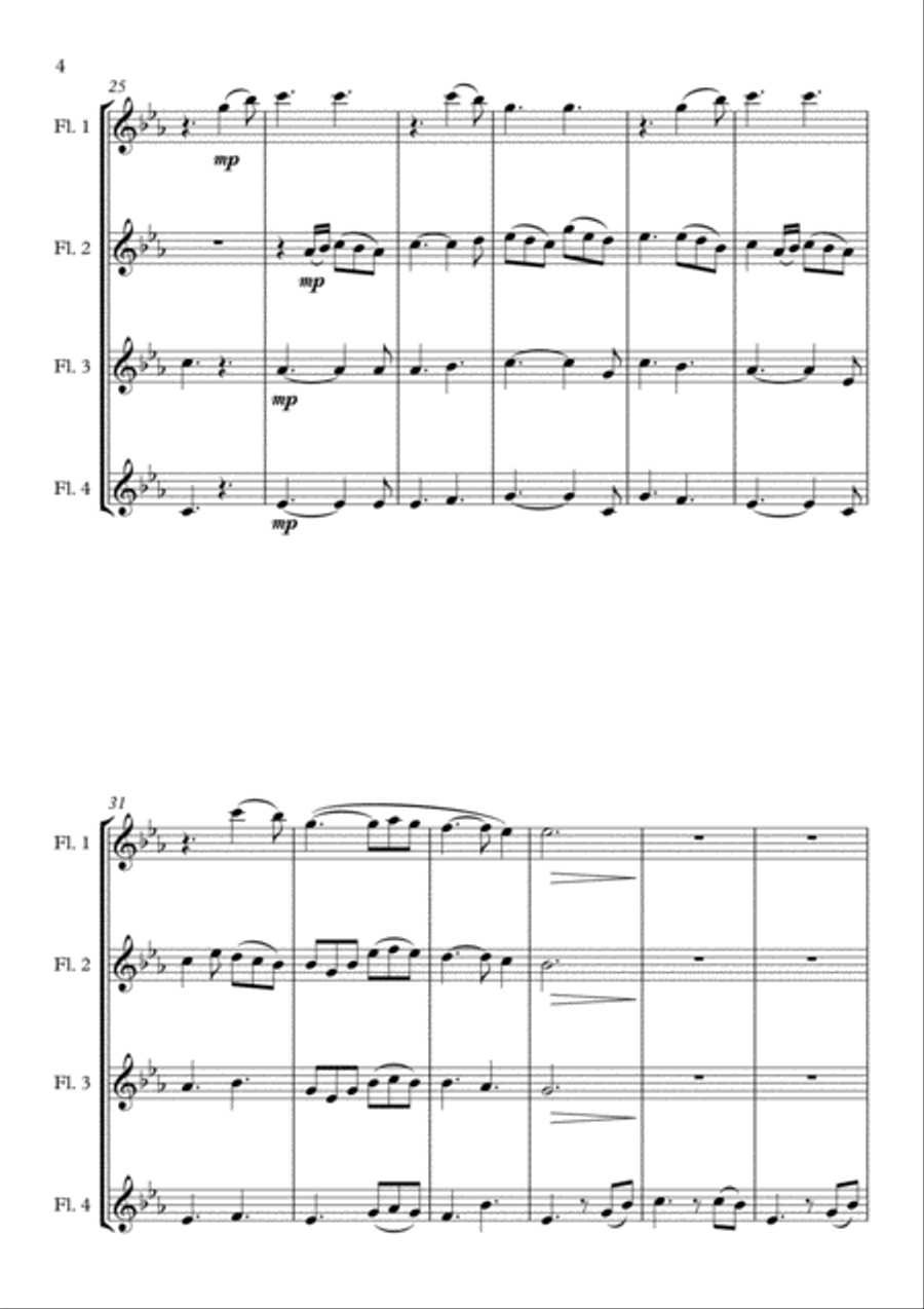 Hallelujah Hallelujah Flute Quartet scores gallery preview page 4