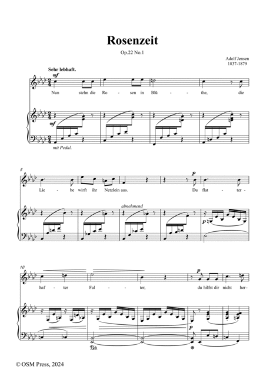 A. Jensen-Rosenzeit(Nun steh'n die Rosen in Blüthe),in A flat Major,Op.22 No.1 Voice scores gallery preview page 2