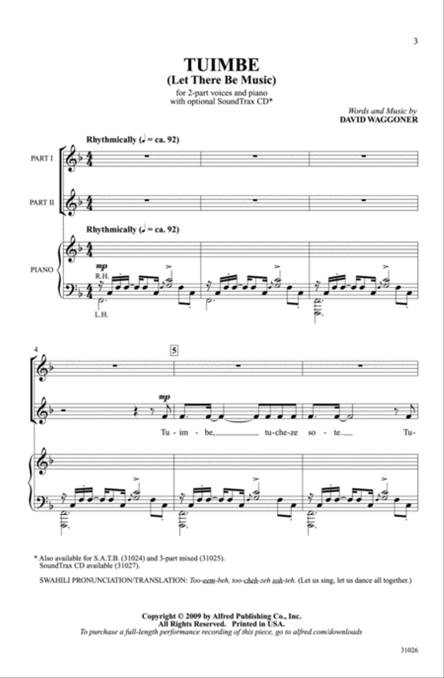 Tuimbe (Let There Be Music) 2-Part scores gallery preview page 2