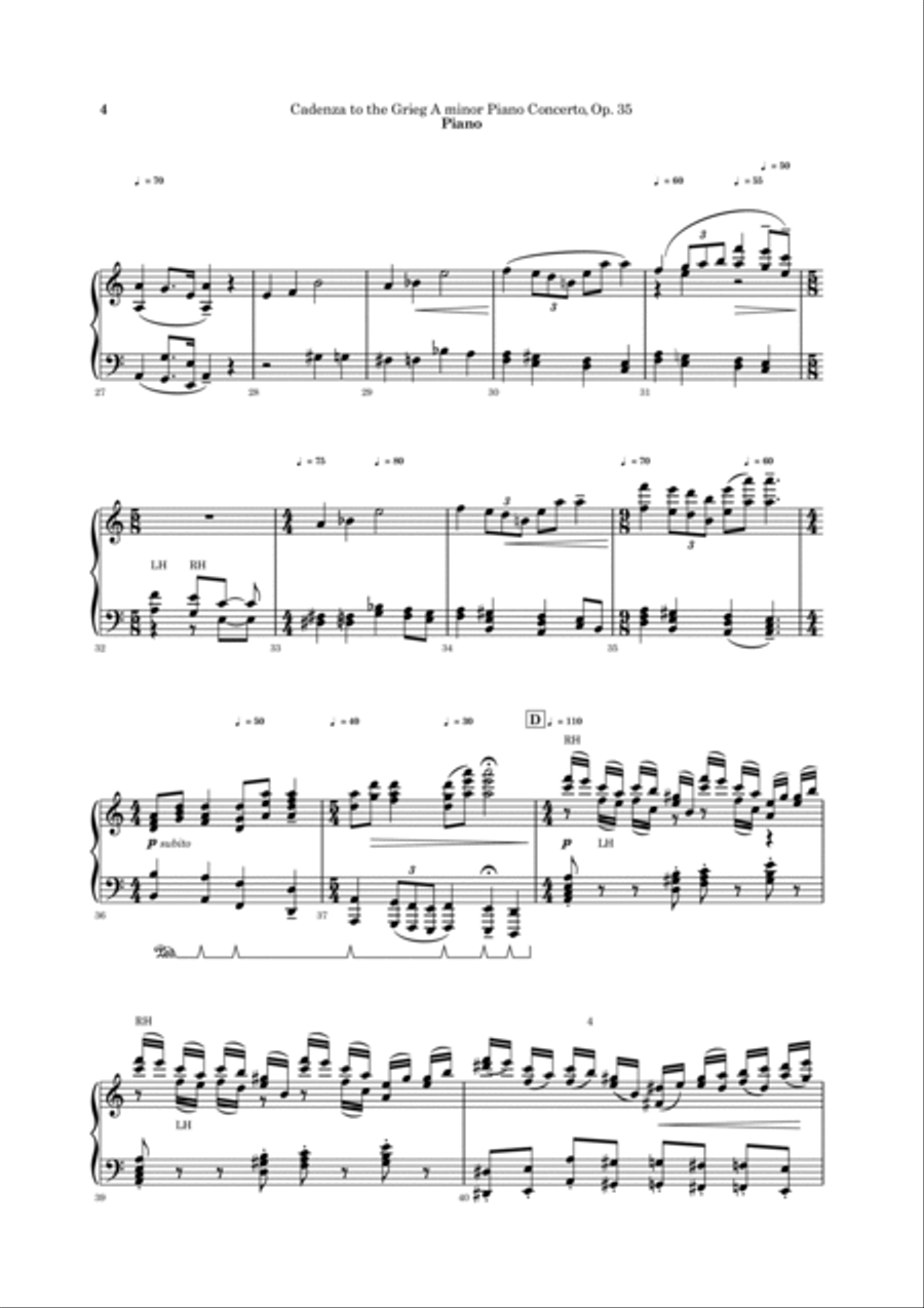 New Cadenza to the Grieg Piano Concerto in A minor Piano Solo scores gallery preview page 5