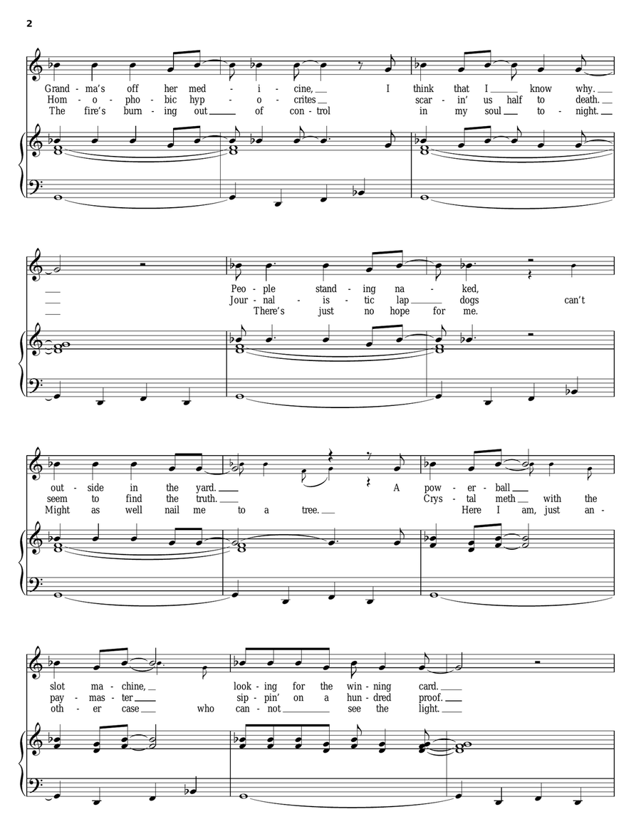Heaven Is A Lonely Place Piano, Vocal, Guitar scores gallery preview page 2